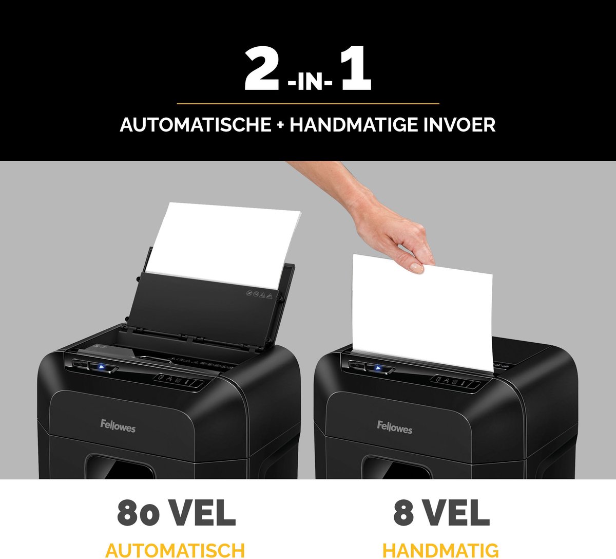Fellowes AutoMax 80M Papiervernietiger – Autofeed & Handmatig – 80 Vel – Mini Cut P-4 – Shredder voor Thuis & Kantoor thumbnail 4