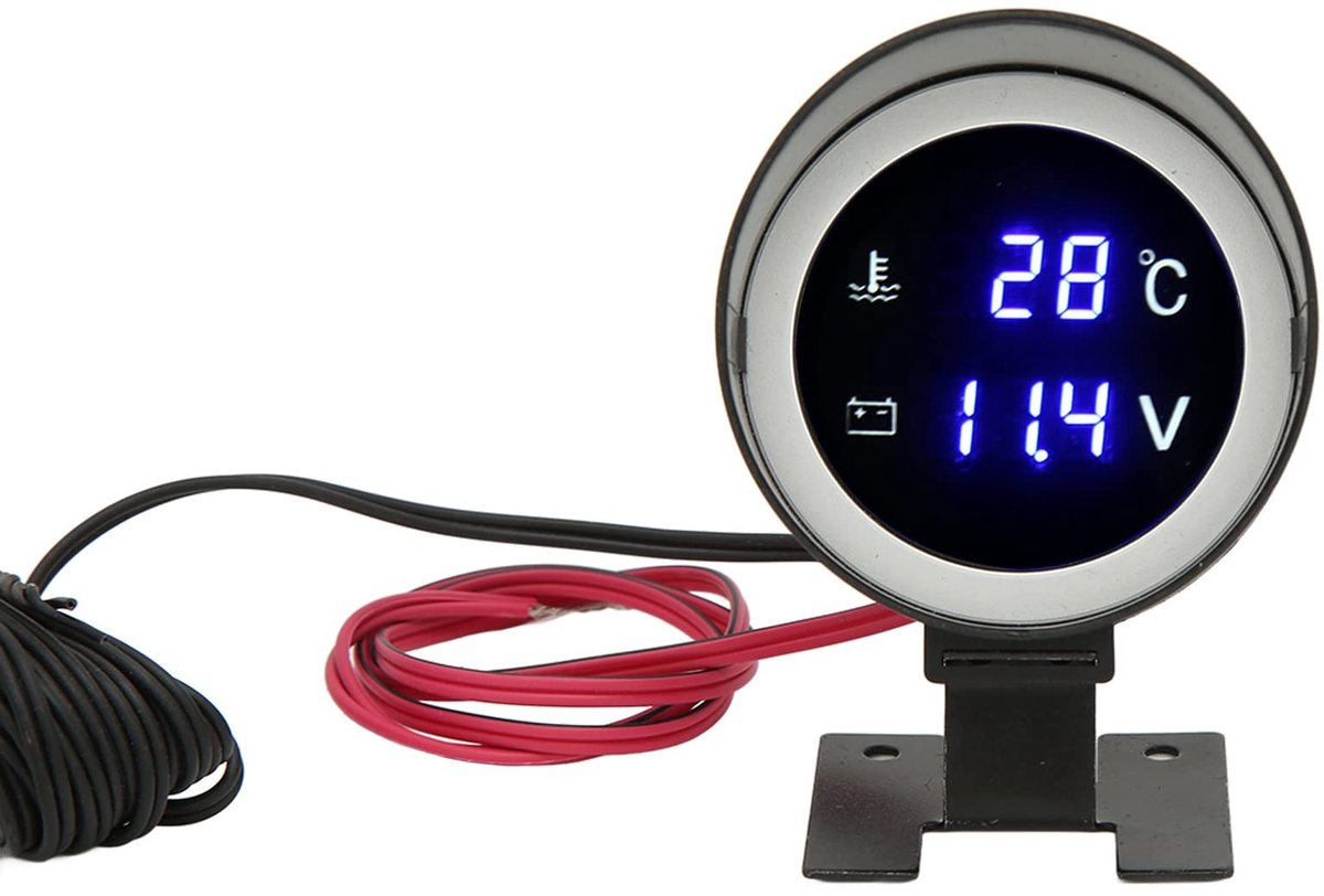 Dailygoods- Watertemperatuurmeter Digitale Weergave - LED Voltmeter - Multifunctioneel Display - Hoge Nauwkeurigheid - Eenvoudig te Installeren - Blauw Lichtscherm - Temperatuurmeter