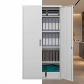 Archiefkast - Dossierkast - Roldeurkast - Kantoorkast - Opbergkasten met deuren - Archiefkast Metaal - 80 x 40 x 180 cm - Wit - Uitneembare planken
