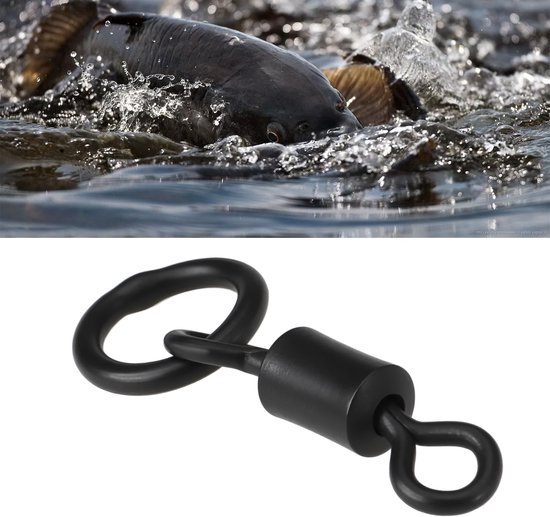 Dailygoods- Swivel Connector 20 Stuks - Roestvrij Staal - Figuur Acht Ring - Karper Vissen - Vissen in Ondiep Water - Afmetingen 16x5,7x2,5 mm - Visconnector — afbeelding 4