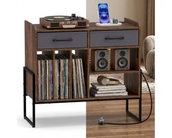 Platenspeler Meubel - LP-kast - Platenspelerkast - Draaitafelstandaard - Platenspelerstandaard - Vintage Displayplank - Bruin