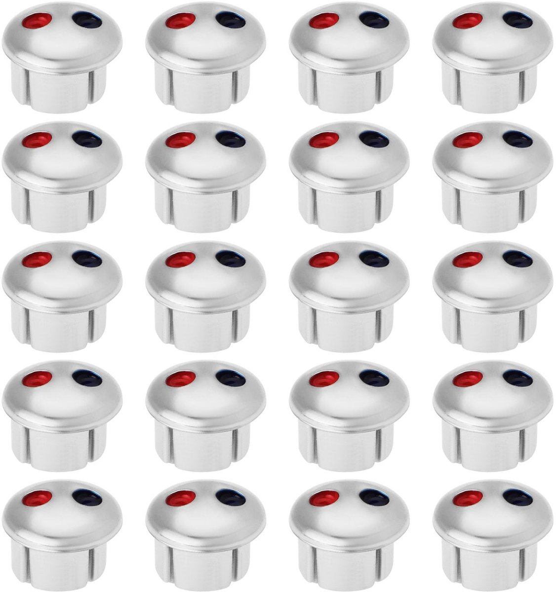 Dailygoods- Kraanindicatoren 20 Stuks - Handvat Warm/Koud Water - Duidelijke Etiketten - Geschikt voor 6,7 mm Waterkraangaten - Duurzaam Plastic - Eenvoudige Installatie - Kraanhandgrepen