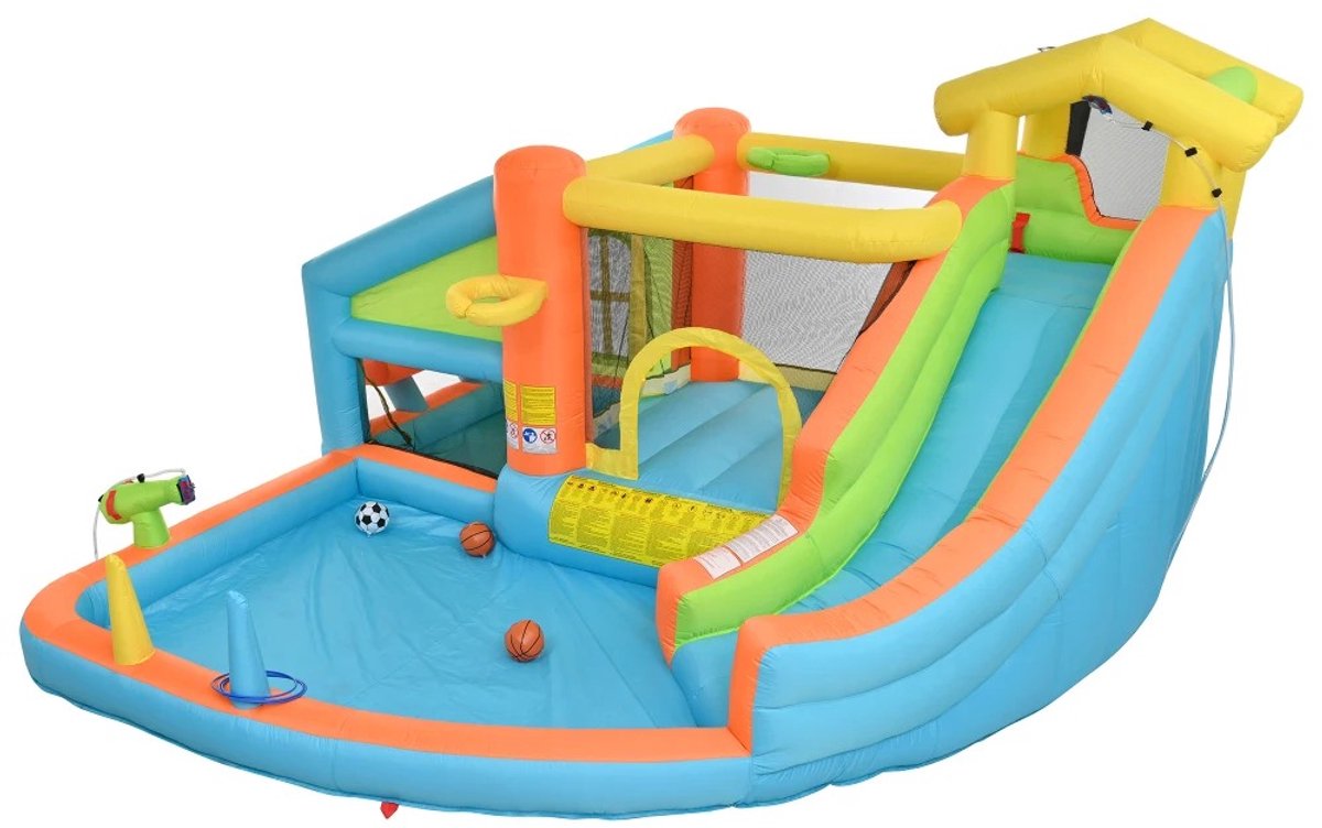 Velmio Multifunctioneel Springkasteel met Waterglijbaan & Waterspeelpark - Springkussen - Ballenbak - Zwembadspel - Waterspeelgoed buiten - Waterpark - Water speelgoed - Opblaasbaar zwembad - Zomer - Zomervakantie - Kinderfeest - Kinderverjaardag – foto 4