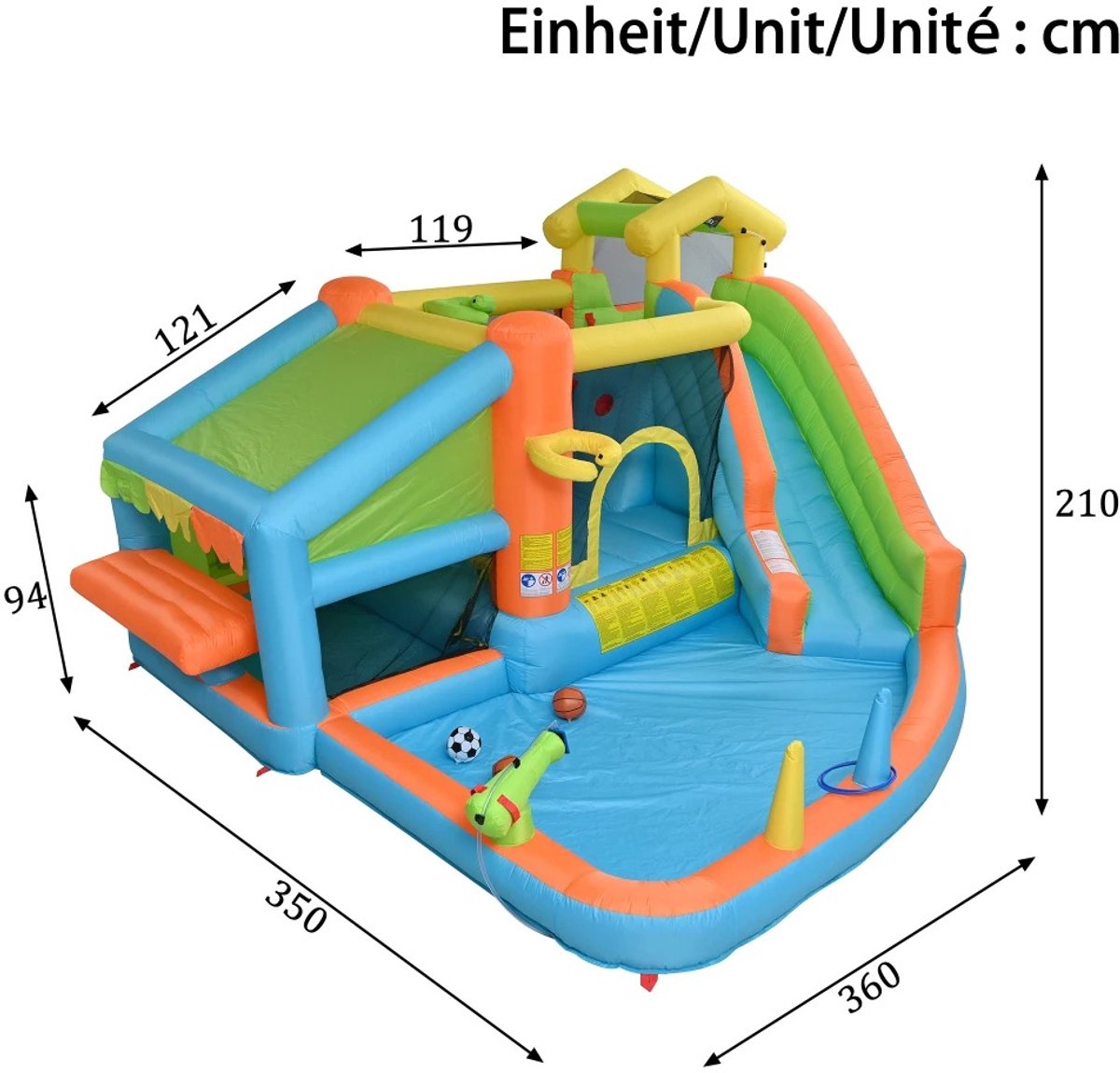 Velmio Multifunctioneel Springkasteel met Waterglijbaan & Waterspeelpark - Springkussen - Ballenbak - Zwembadspel - Waterspeelgoed buiten - Waterpark - Water speelgoed - Opblaasbaar zwembad - Zomer - Zomervakantie - Kinderfeest - Kinderverjaardag – foto 7