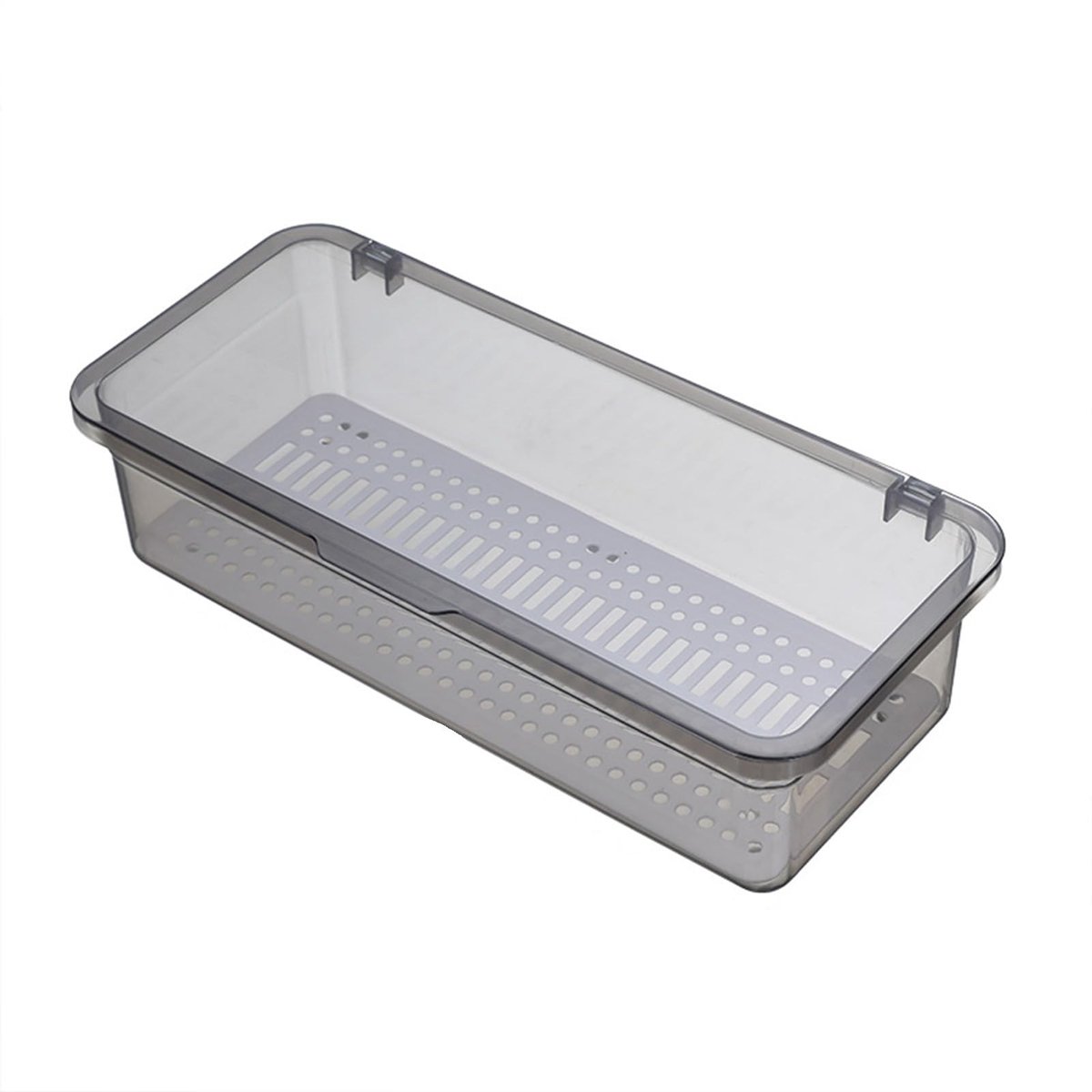 Dailygoods- Bestekbak Sneldrogend - Opbergdoos met Deksel - Kunststof - 25x10x7 cm - Stofdicht - Tevredenheidsgarantie