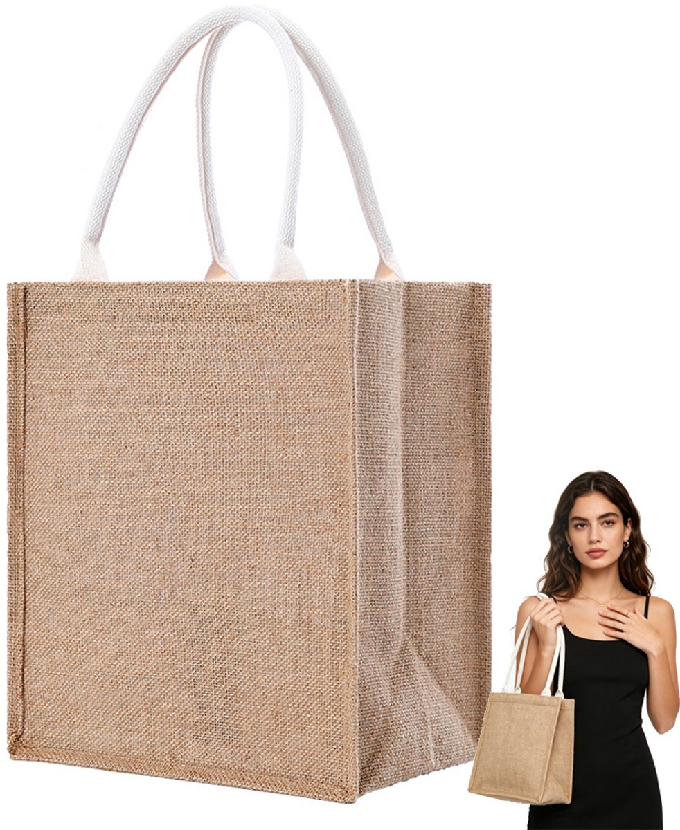 Geweven Strotas voor Dames – Compacte Boho Strandtas –21*23*15cm - Shopper voor Strand, Winkelen, Reizen en Dagelijks Gebruik