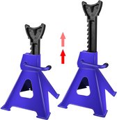 2 Stuks Assteunbok Auto 8-voudig hoogteverstelbaar 30-41,5CM - Robuuste Stalen Autokrikken voor Bandenwissel, Garage & Werkplaats - Blauw