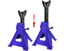 2 Stuks Assteunbok Auto 8-voudig hoogteverstelbaar 30-41,5CM - Robuuste Stalen Autokrikken voor Bandenwissel, Garage & Werkplaats - Blauw