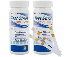 100 Stuks - 3 in 1 Teststrips Zwembad - PH en Chloor - Zwembad Test Strips - Zwembad onderhoud - Zwemwater kwaliteit - Waterkwaliteit - Zwembad PH Tester - Teststrips voor water in zwembad - Teststrips jacuzzi - Voor Vrije Chloor, PH, Alkaliteit