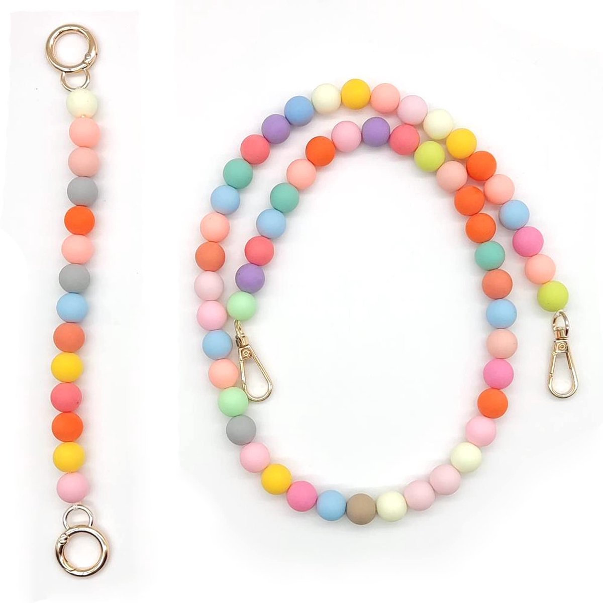 Dailygoods- Kettingriem Luxe - Kralen Tasriem - 360 Graden Roterende Gesp - Lange/Korte Ketting - Geschikt voor Handtas/Schoudertas - Hars Materiaal