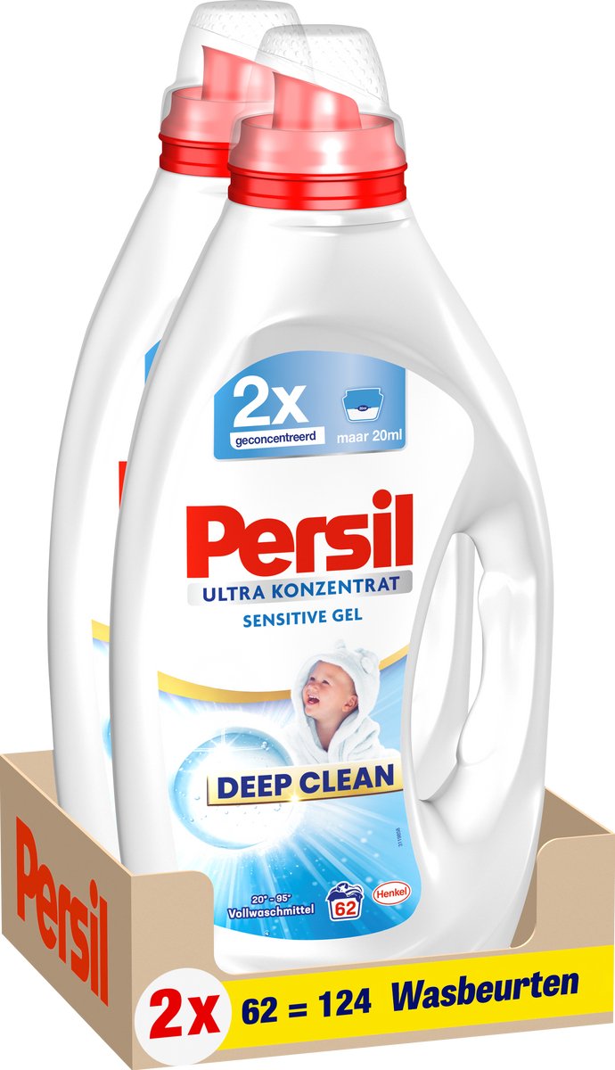 Persil Ultra Concentrated Sensitive Wasmiddel | 2 x 62 wasbeurten | Voordeelverpakking