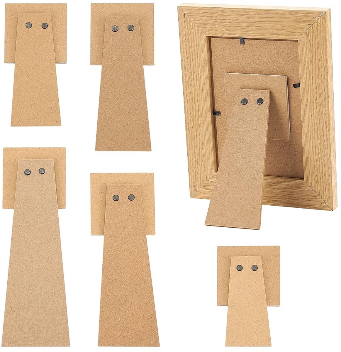 Dailygoods- Fotolijst 5 Stuks - Zelfklevende Standaard - Vervangende Beugel - Maten 120x71/147x71/166x71/196x77/227x76 - Ezelrug - Geschikt voor Diverse Projecten - Fotolijststeun