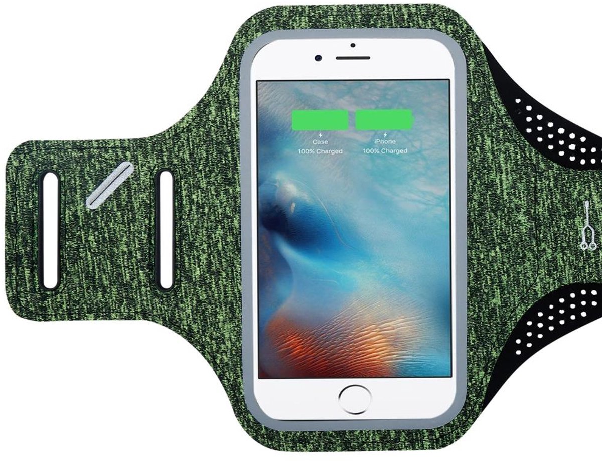 Cadorabo Sportarmzak geschikt voor mobiele telefoons van 4.7 - 6.0 inch in GROEN - Sportarmband geschikt voor mobiele telefoons Zakje geschikt voor mobiele telefoon met klittenbandsluiting