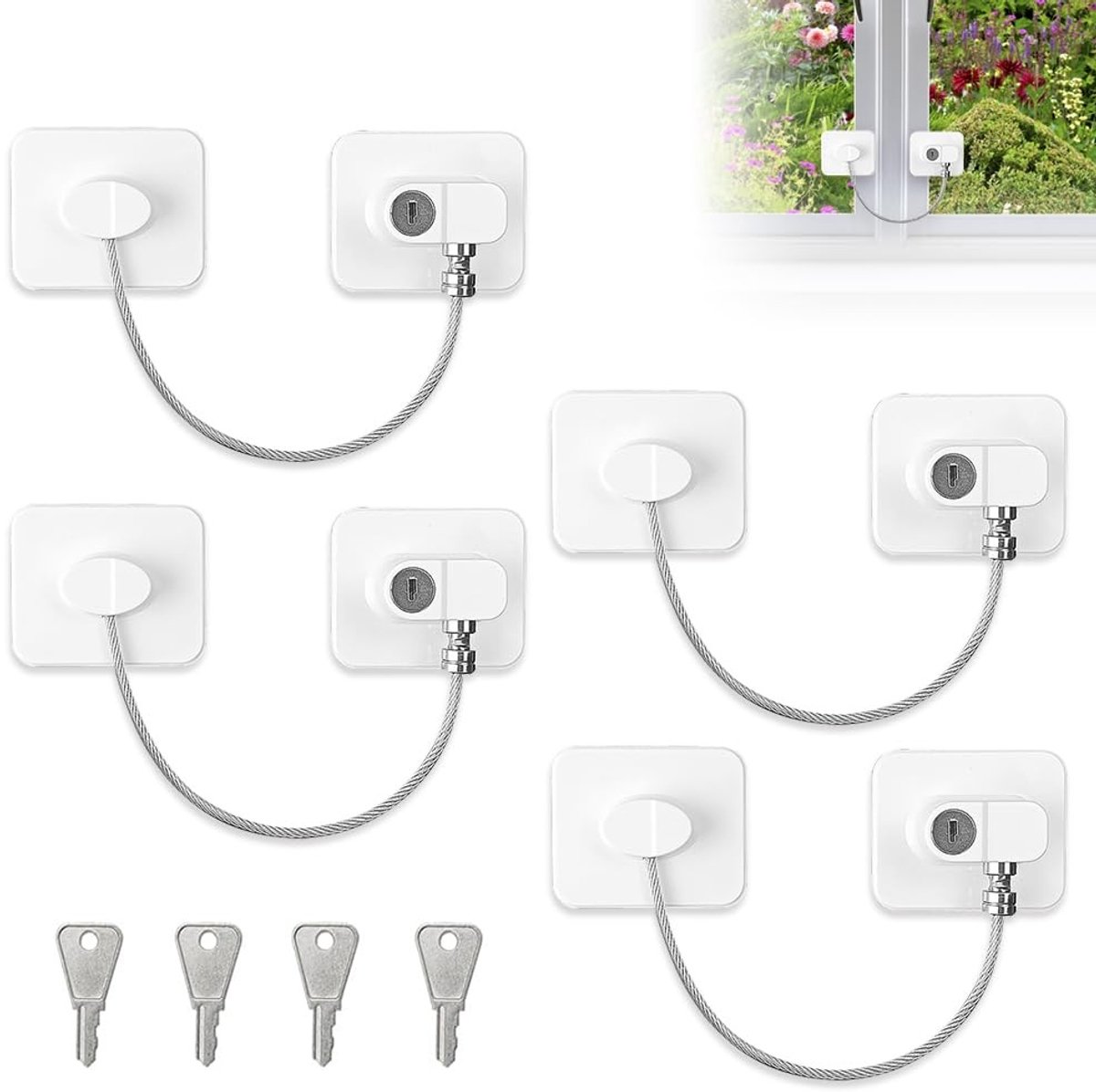 Dailygoods - 4 Stuks Kinderslot zonder Boren voor Ramen en Koelkasten