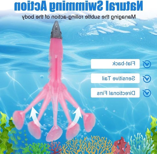 Spinning Visaas, Rubber Vissen, Zachte Aas met Loodkop Haak, Aas voor Zeebaars, Snoek en Forel, Visspullen voor Zout- en Zoetwater — afbeelding 4