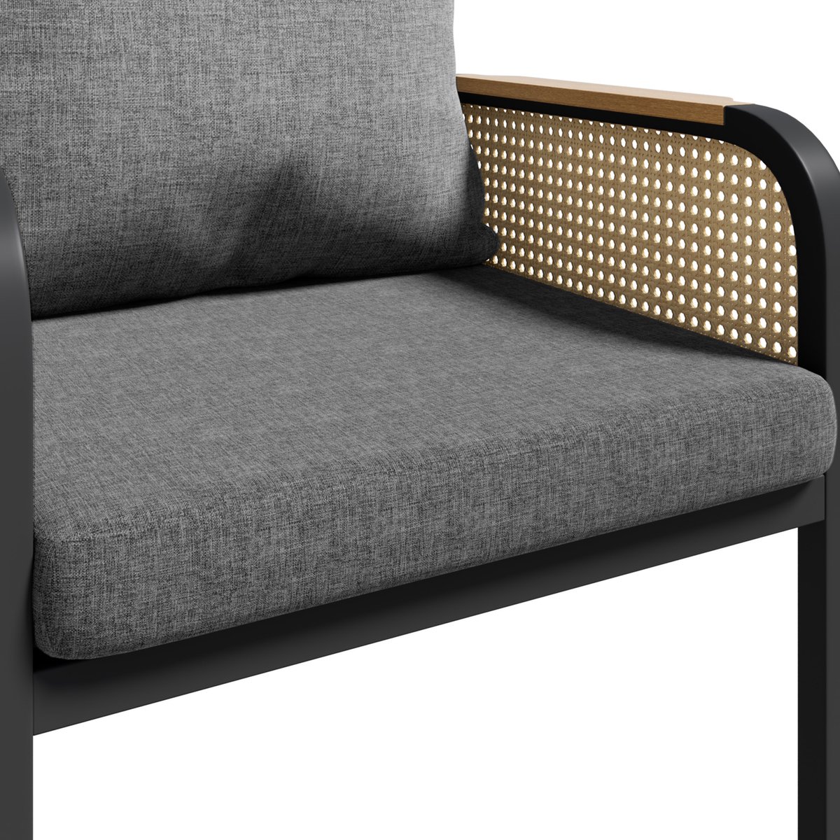 Intebiki tuinset - tuin loungeset -dining loungeset - Inclusief een eettafel en zes fauteuils - Moderne, casual buitenset - Geschikt voor terrassen, balkons en tuinen - Gemaakt van PE-rotan - Zwart – foto 3