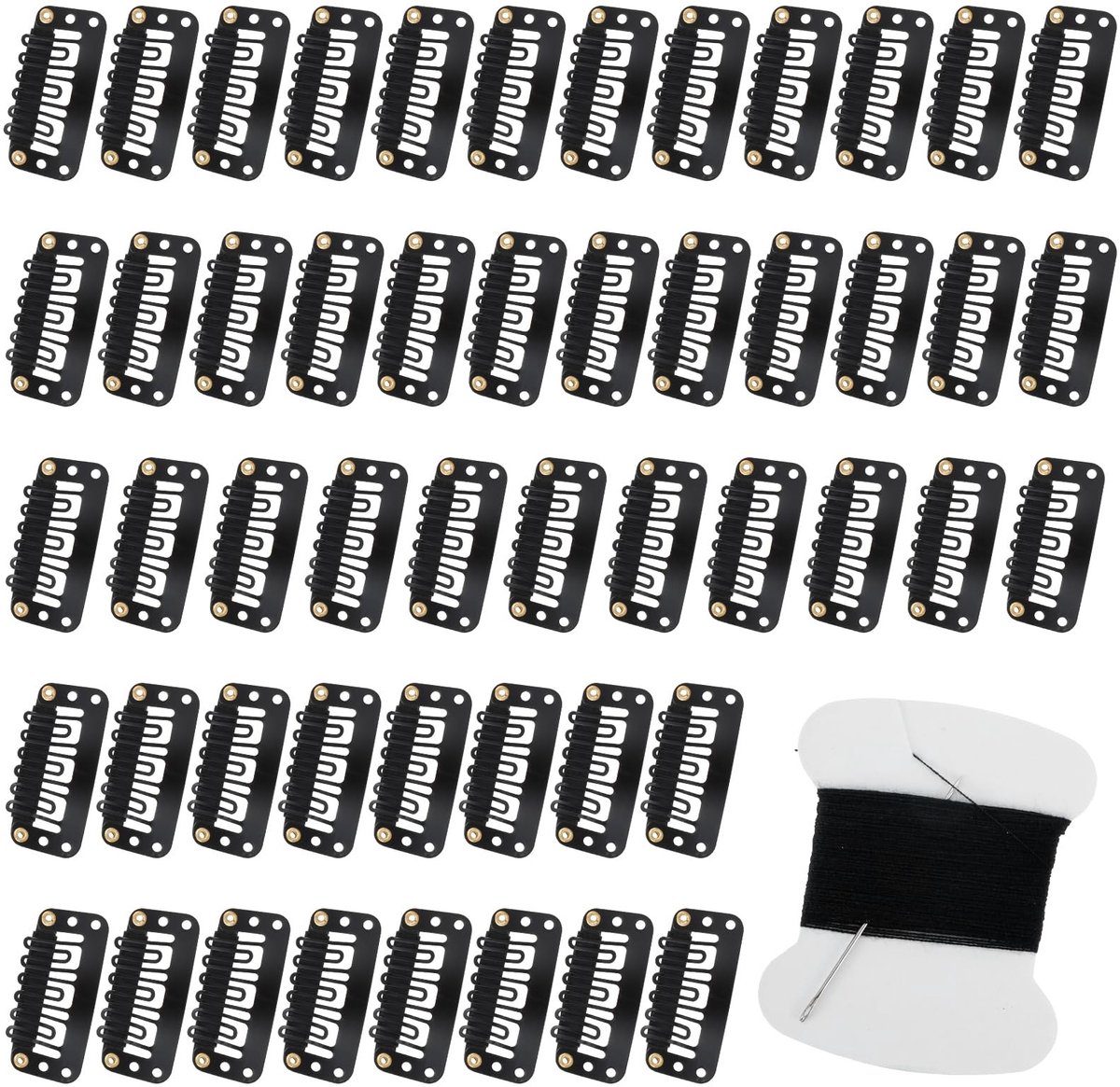 Dailygoods- Pruikclips 50 stuks - U-vormige Metalen Clips - Haarverlengingen - Siliconen Bescherming - Koolstofstaal - 3,3 x 1,6 cm - Haarklemmen