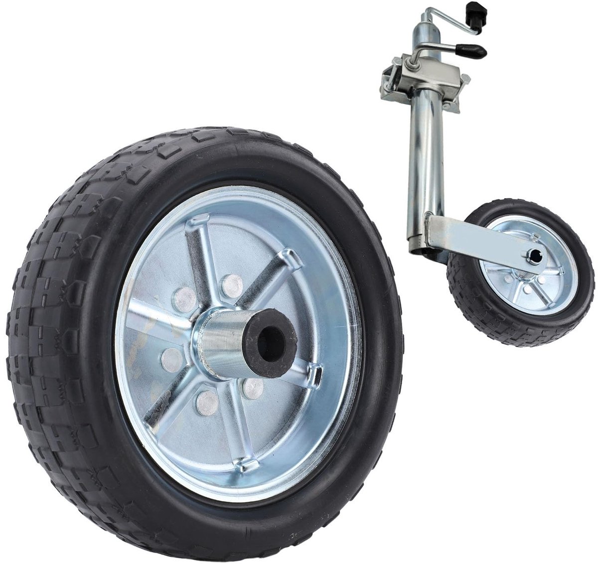 Dailygoods- Trailerjack 10 Inch - Ondersteunt Tot 2000 Lbs - Zwenkwiel - Velg 84 Mm - Gatdiameter 20 Mm - Waterdicht Ontwerp - Aanhangerwiel
