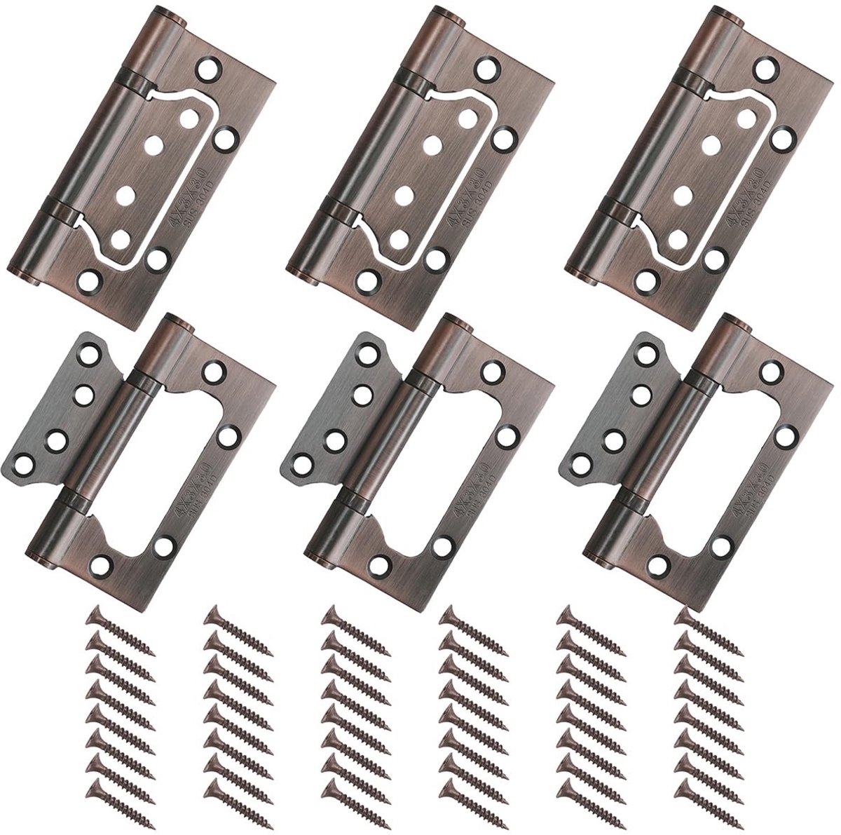 Dailygoods- Deurscharnierset 6 Stuks - Roestvrij Stalen Scharnieren - Inklapbaar Scharnier - Geschikt voor Keukenkasten - Geluidsarme Beweging - Eenvoudig te Installeren