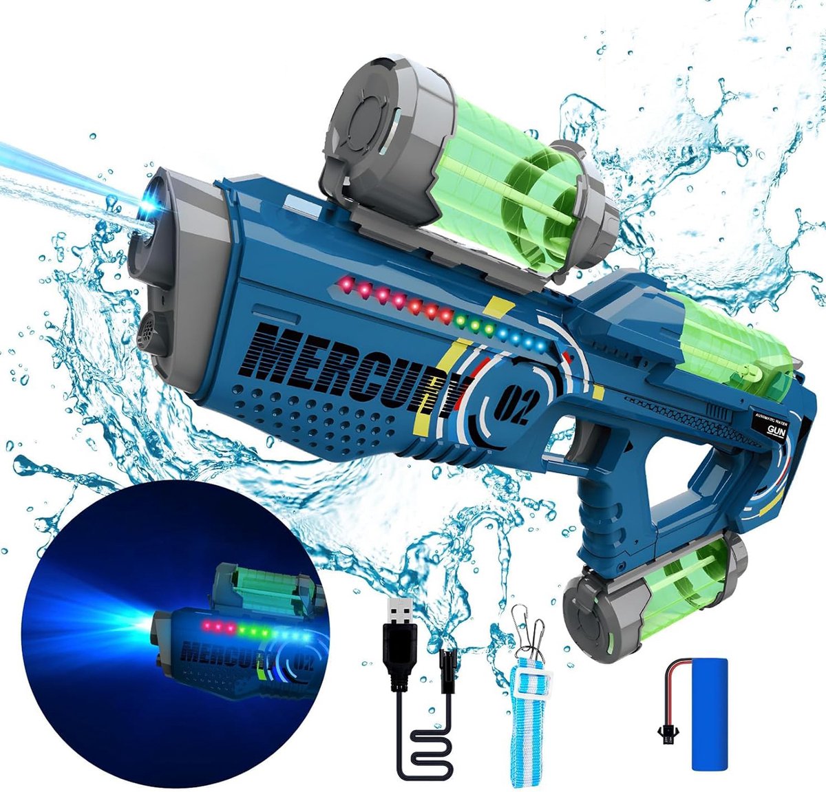 Elektrisch Waterpistool Met LED-Verlichting - Waterpistoolblaster Speelgoed - Waterpistool Voor Kinderen En Volwassenen - Zomer Buitenspeelgoed