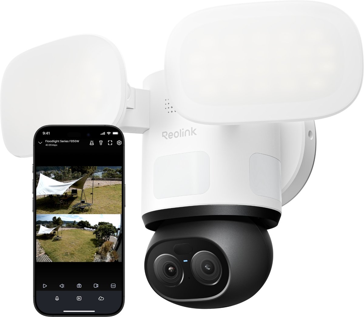 Reolink 4K Bedrade Wi-Fi Schijnwerper Buiten Beveiligingscamera - 360° Automatisch Volgen - AI Video Search - Floodlight Series F850W