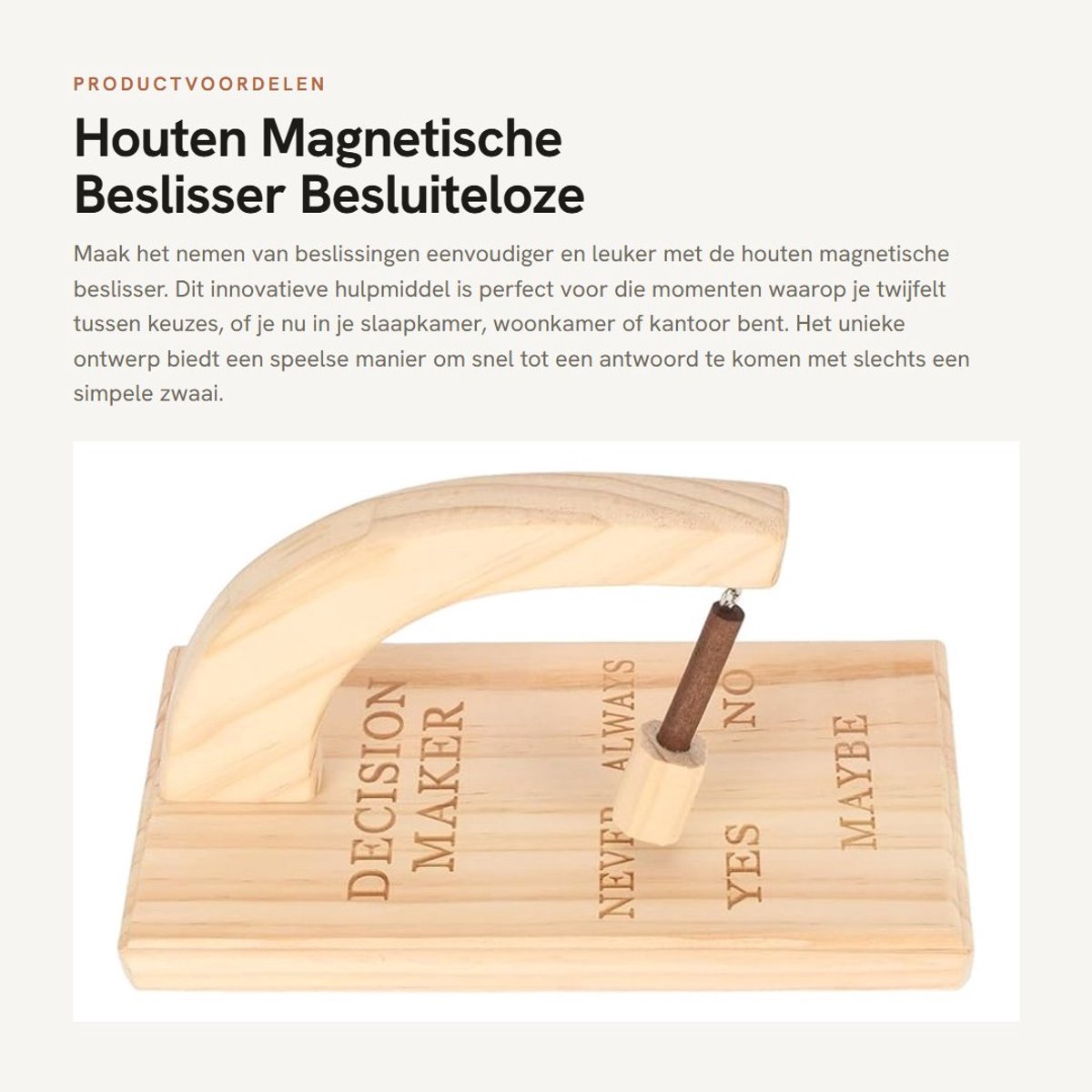 Dailygoods- Magnetische Beslisser Houten - Unieke Beslissingsmaker - Voor Slaapkamer/Woonkamer/Kantoor - Geweldig Cadeau-idee - Eenvoudig te Gebruiken - Veelzijdige Toepassing