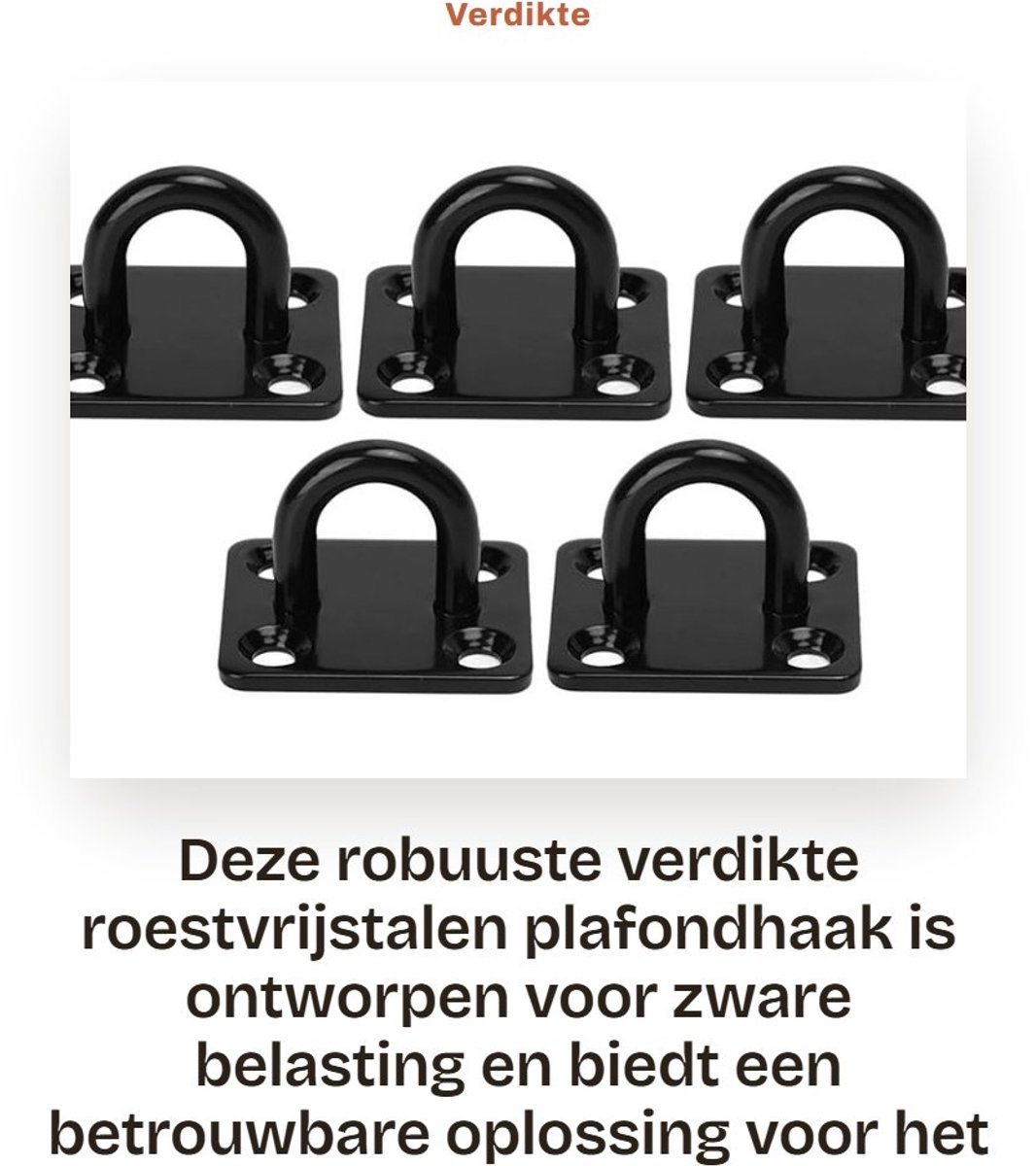 Dailygoods - Verdikte Roestvrijstalen Plafondhaak met Versterkte Belasting