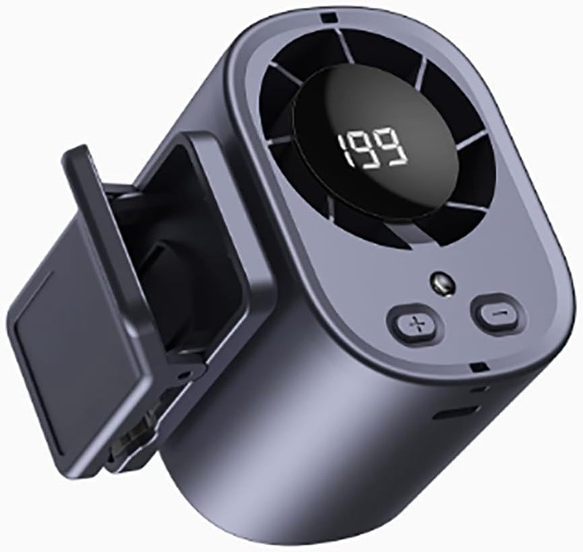 Auto Ventilator Met Airconditioning Functie - 360° Draaibaar - 199 Snelheden - USB Oplaadbaar Met LED Display - Ideaal Voor Auto, Werk En Kamperen - Donkergrijs