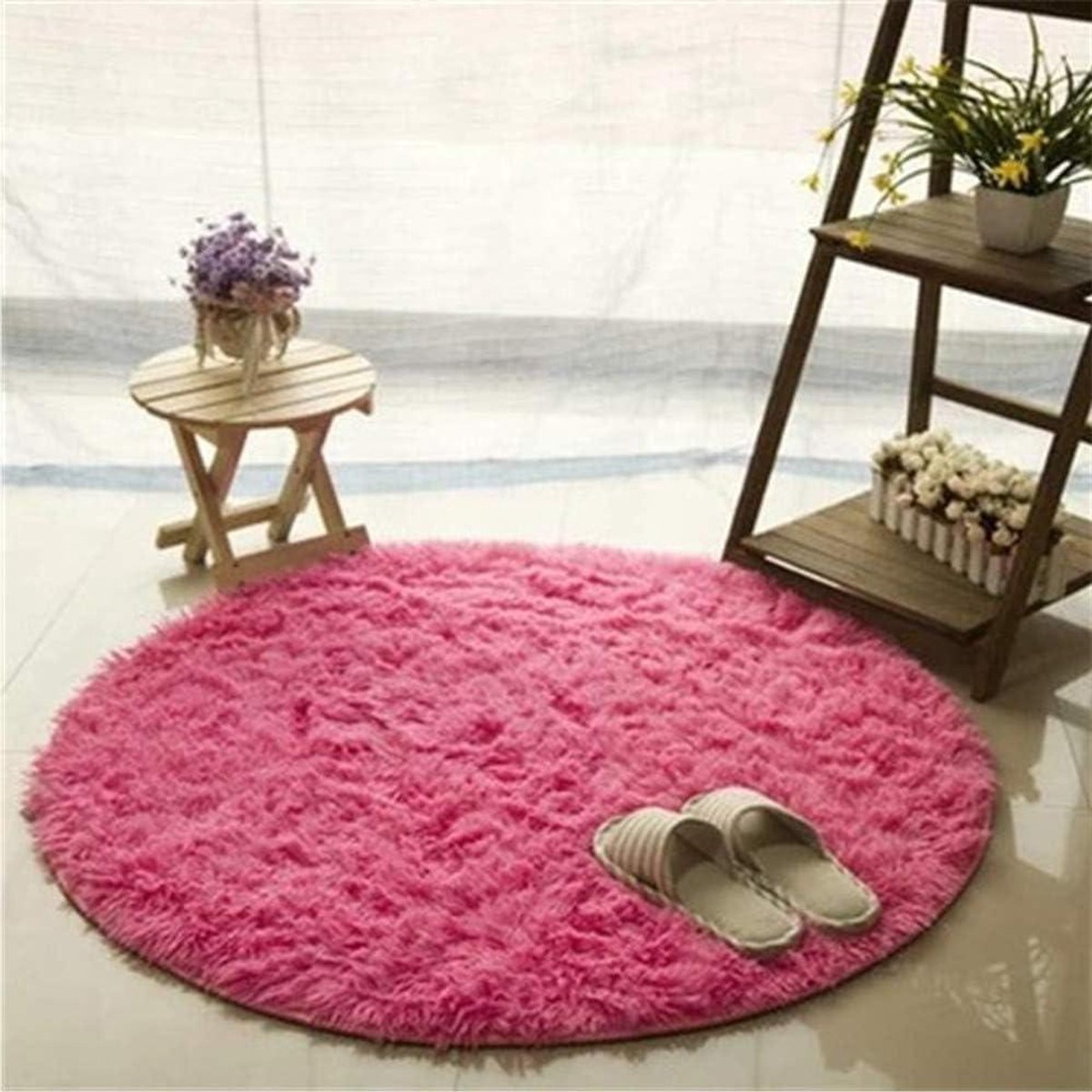 Vloerbeschermingsmat - Rond vloerkleed - Binnen decoratie - Ultrazacht velours - 80 cm - E