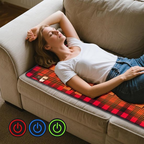 Verwarmde Slaapzak Liner - Verwarmde Deken Mat - Buiten Ontspannen - Adaptief Verwarmingssysteem - 198x62 cm - Zwart Rood — afbeelding 2