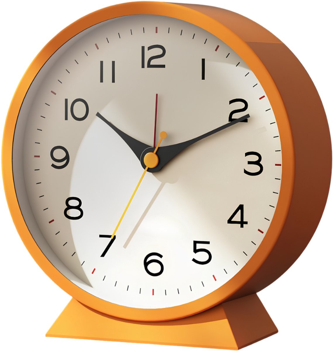 QIN® Wekker - Wekker Analoog - Wekker Analoog Zonder Tikgeluid - Oranje - 16cm x 11cm x 6cm