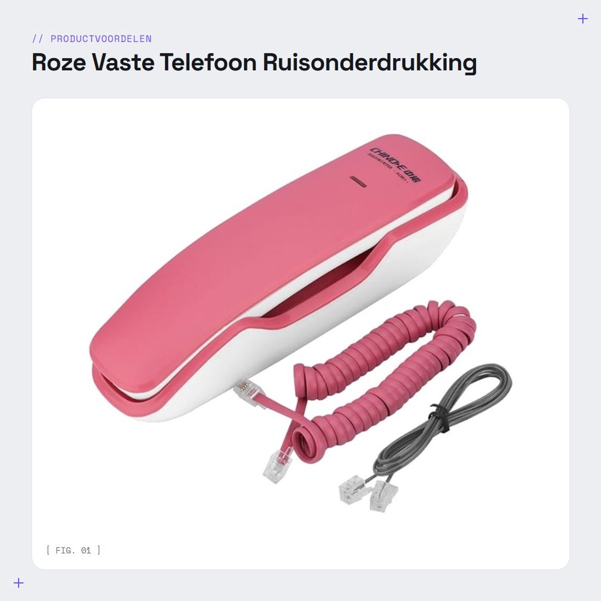 Dailygoods- Vaste Telefoon Roze - Wandtelefoon met Ruisonderdrukking - Dempen/Pauze/Functie - Comfortabele Kiesknop - Modieus Design - Geschikt voor Thuiskantoor