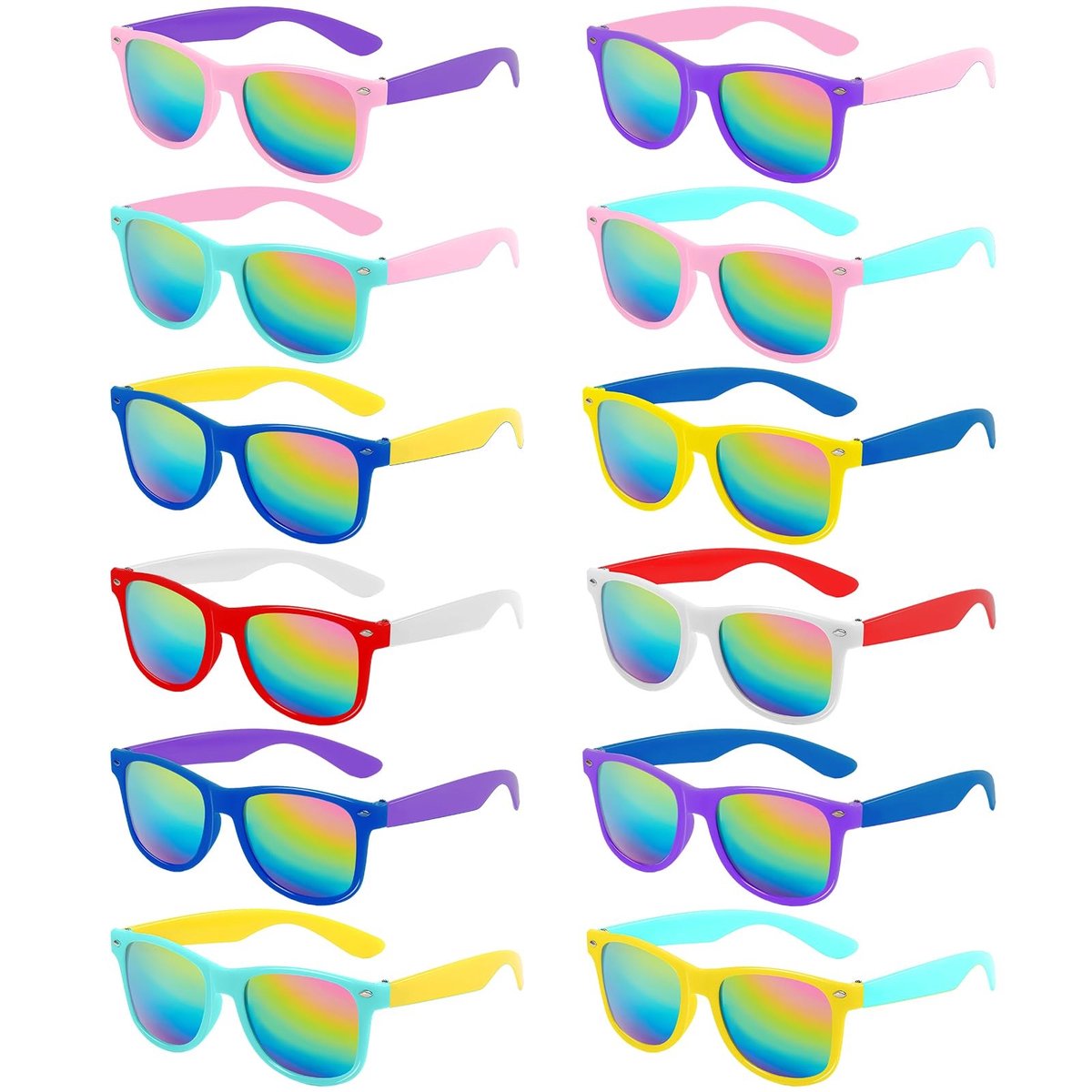Dailygoods- Kinderzonnebrillen UV400-bescherming - 12 Stuks - Neonkleuren - Feestaccessoires - Grappige Partyzonnebrillen - Creatief Speelgoed - Feestzonnebrillen