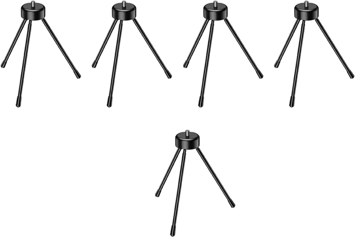 Mini Tripod Set - Compacte Statieven - Camera Stabilisatie - Met 1/4 Inch Schroef - 5 Stuks - Zwart