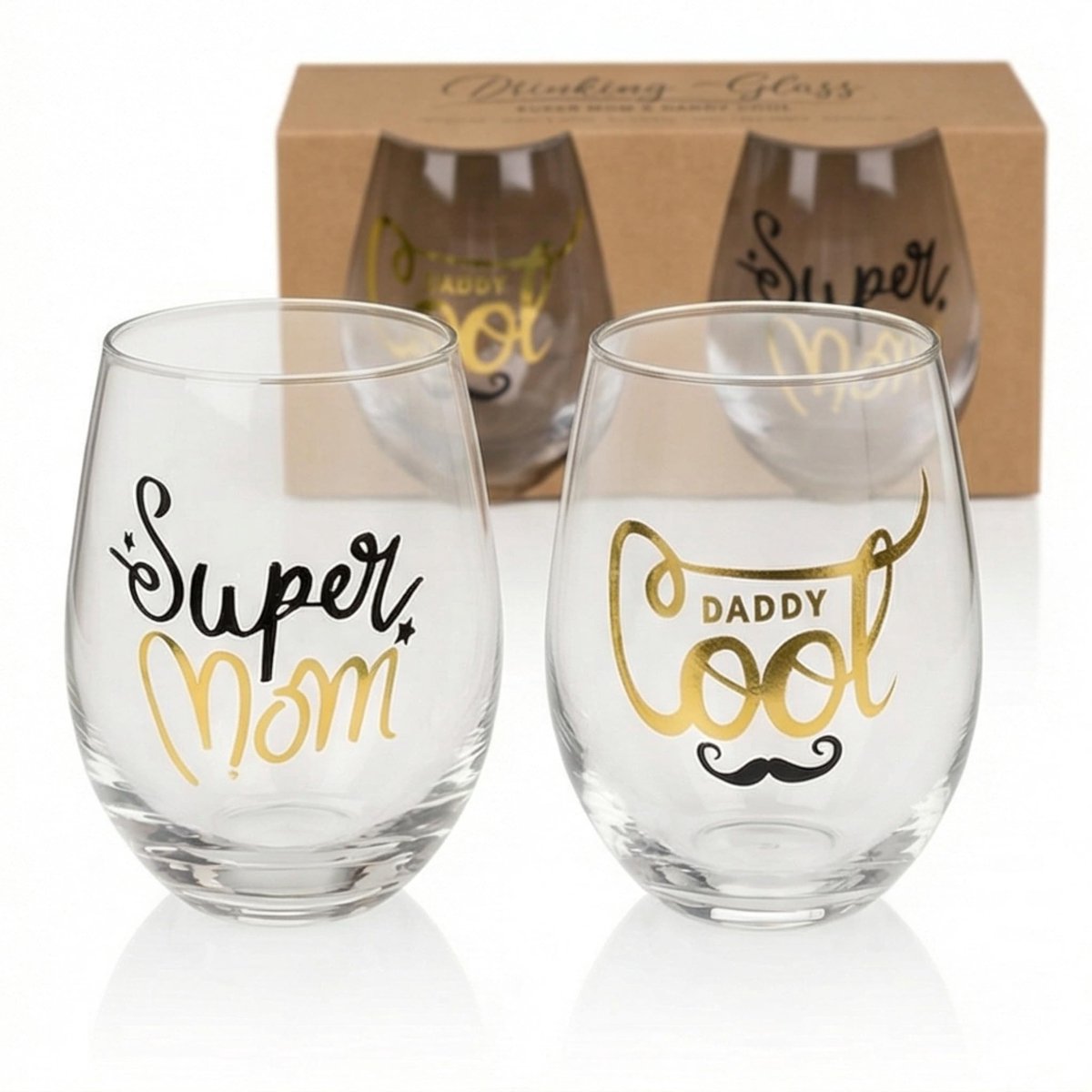 Dailygoods- Drinkglazen 2-delig 500 ml - Stijlvol Design - Cadeau voor Ouders - Glazenset voor Water/Sap/Wijn - Heldere Glazen