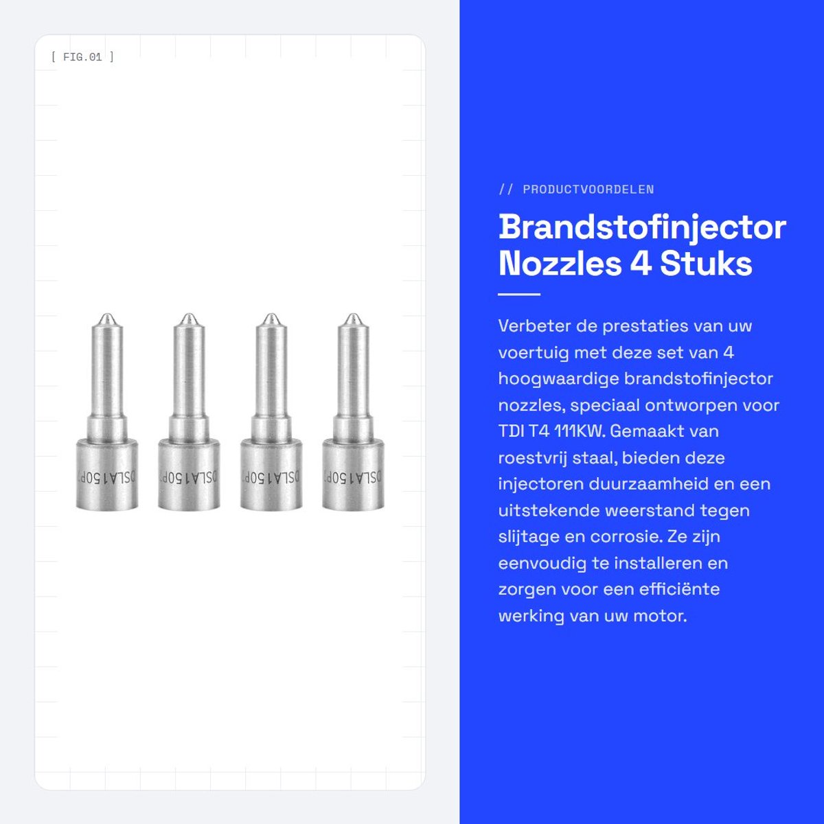 Dailygoods - Brandstofinjector Nozzles - 4 Stuks - Hoogwaardige RVS - TDI T4 - 111KW - Vervangend onderdeel - Auto - Automotor