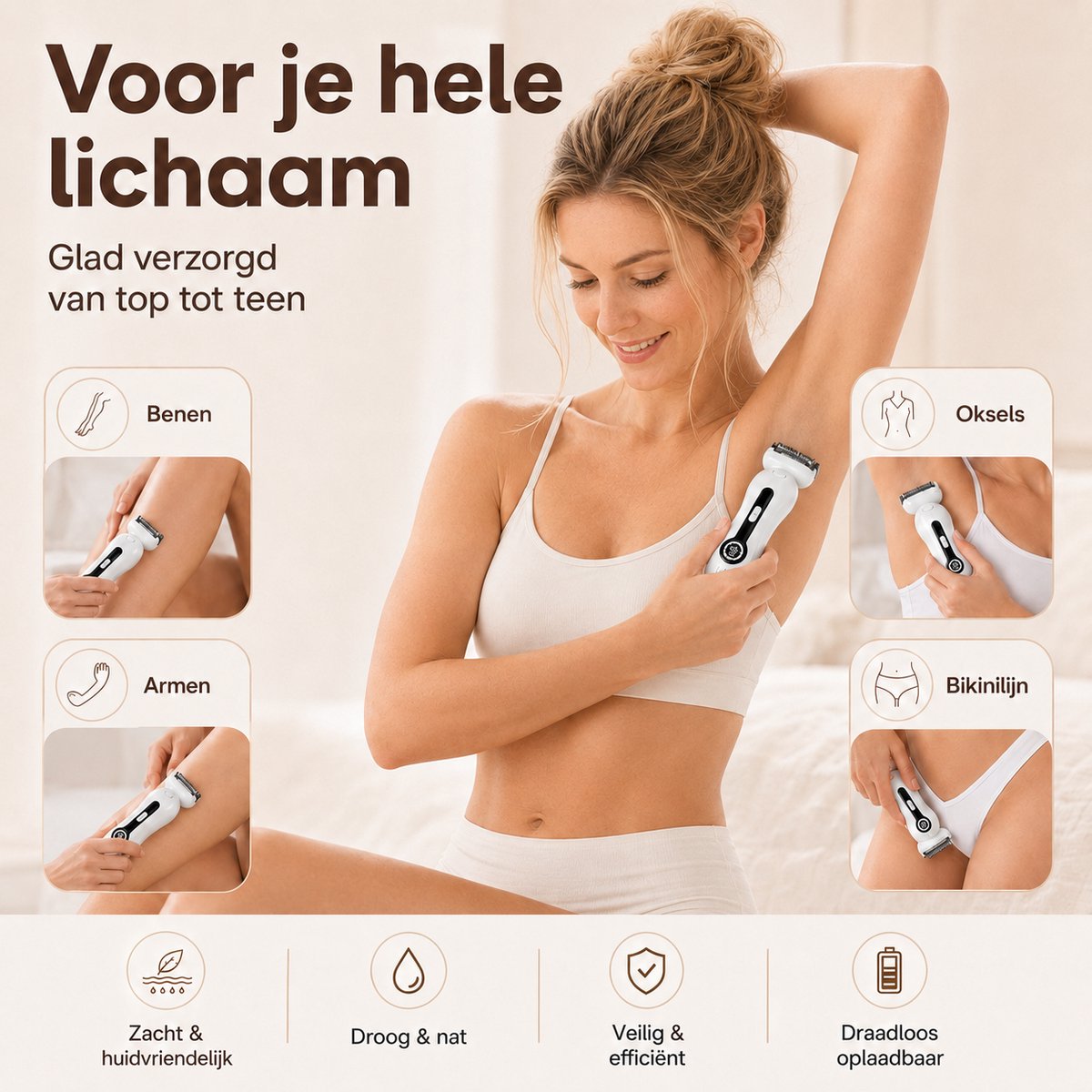 NueNext 3 in 1 Ladyshave Voor Vrouwen Gezicht - Oksels thumbnail 2