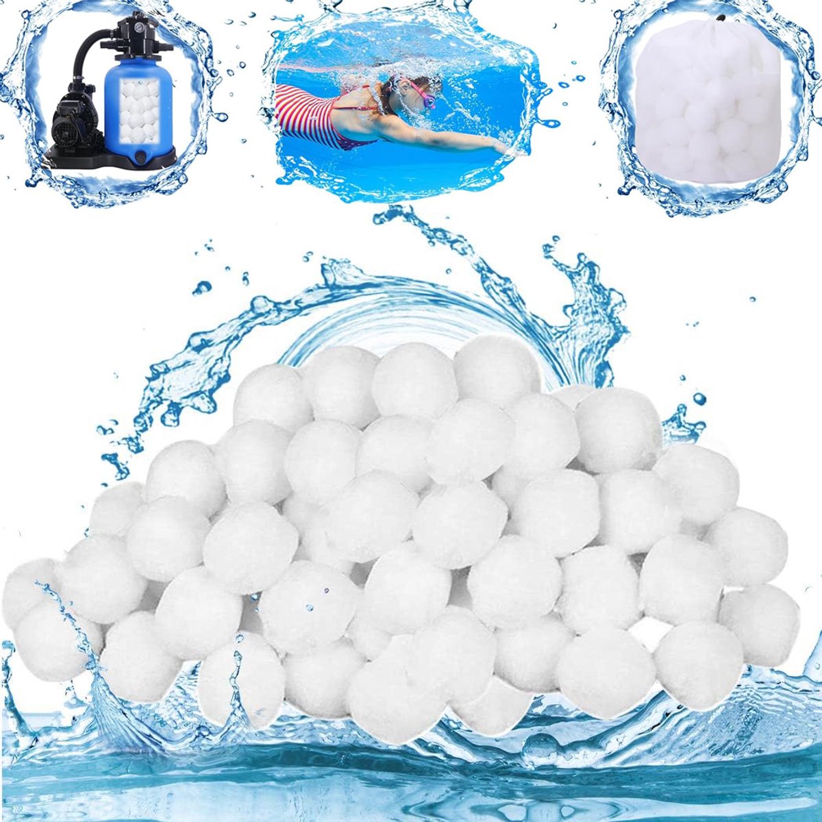 1300G Zwembadfilterballen - Herbruikbare Zandfilterballen - Zwembadfiltermediaballen - Milieuvriendelijke Vezelfilterbal