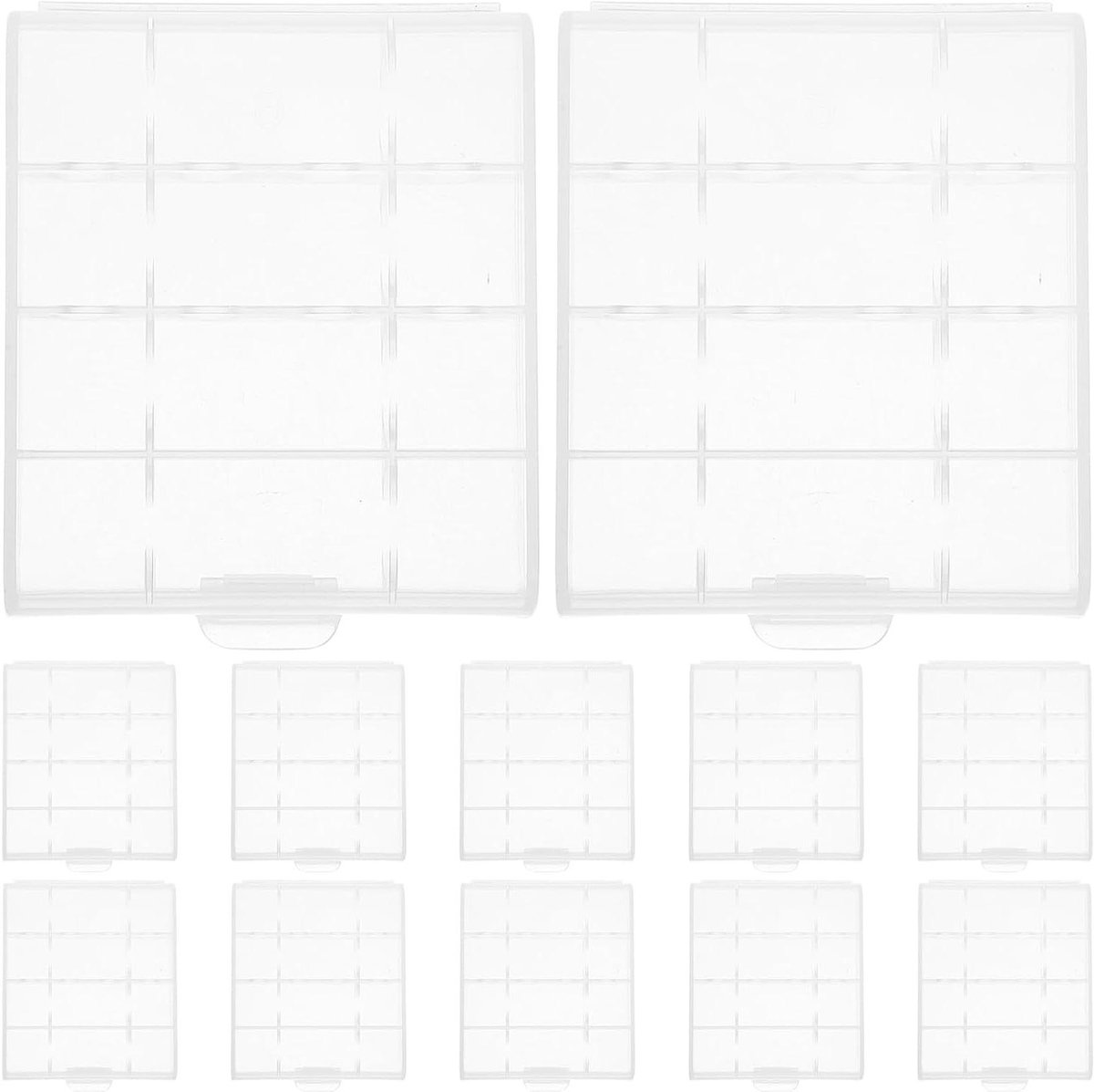 Batterij Organizer Box - Batterij Houder - Batterijen Opbergen - Gescheiden Vakken - 12 Delig - Transparant
