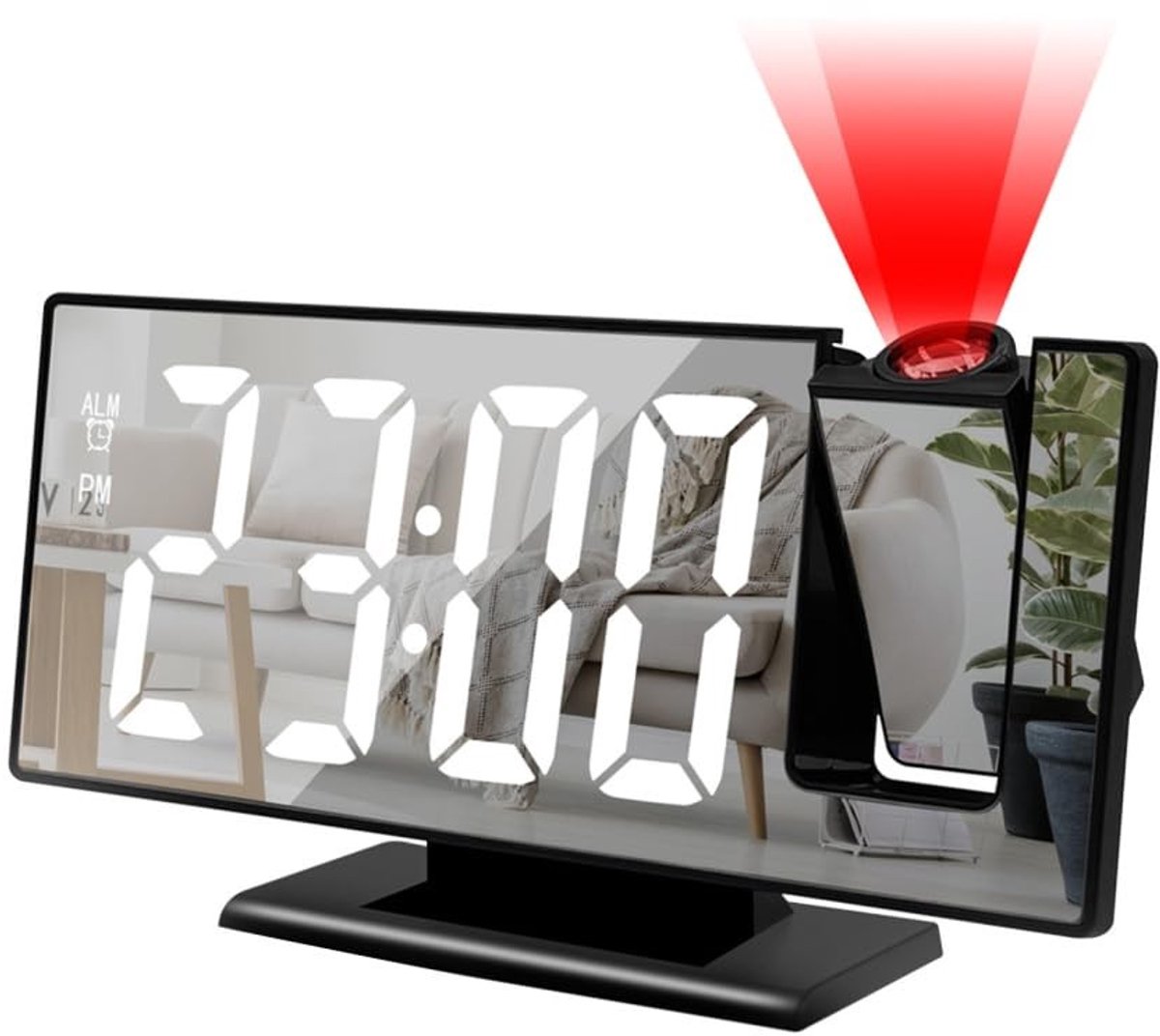 Dailygoods- Projectiewekker met LED-display - Radiowekker - Snooze-wekker - 180 graden rot