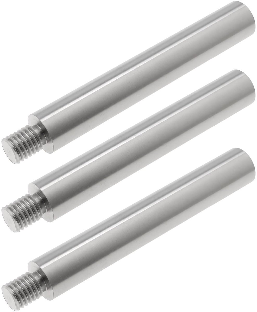 Dailygoods- Aansluitpen 3 Stuks - Roestvrij Staal - M8 Schroefdraad - 75 x 12 mm - Lassen - Leuningmontage - Corrosiebestendig - Schroef