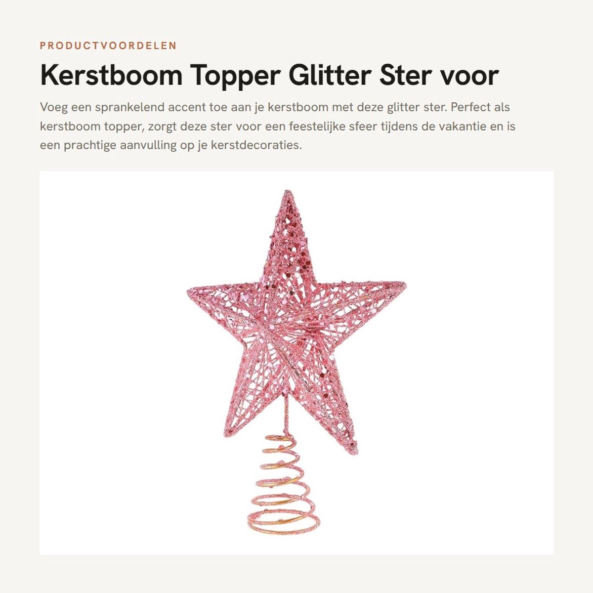 Dailygoods - Kerstboom Topper Glitter Ster voor Feestelijke Decoratie
