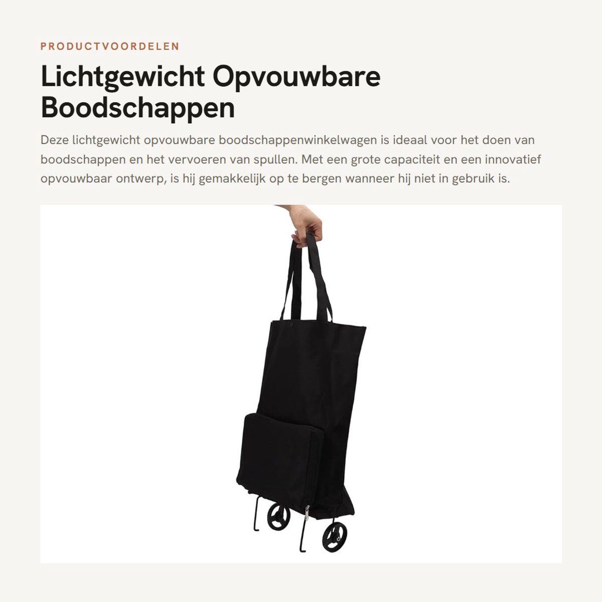 Dailygoods- Boodschappenwagentje Lichtgewicht - Opvouwbaar - Winkelkarretje - Ruime Opbergruimte - Herbruikbare Tas - Compact Ontwerp - Winkelwagentje