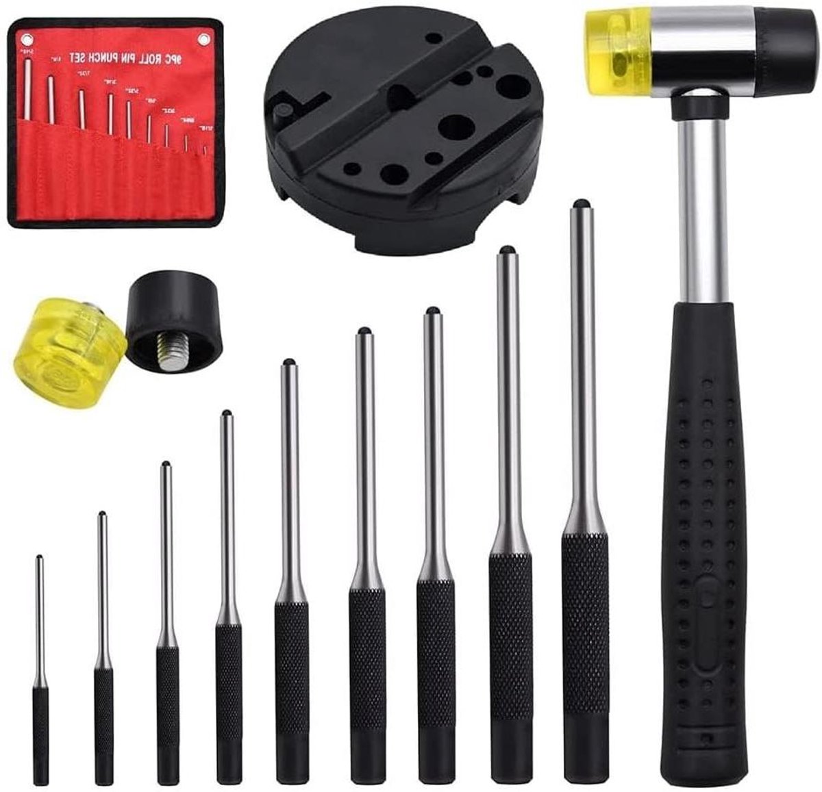 Pin Punch Set - Demontage Gereedschap - Reparatie Werkzaamheden - 13-delige Metalen Kit - 30 x 10 x 15 cm