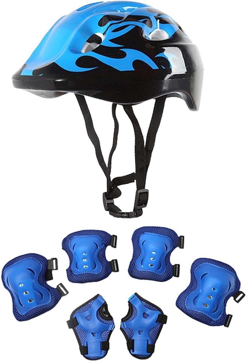 Beschermingsset Kinderen - Valbescherming Skaten - Buitensporten Beschermen - Schokabsorberende PVC - 7 Delig - Blauw