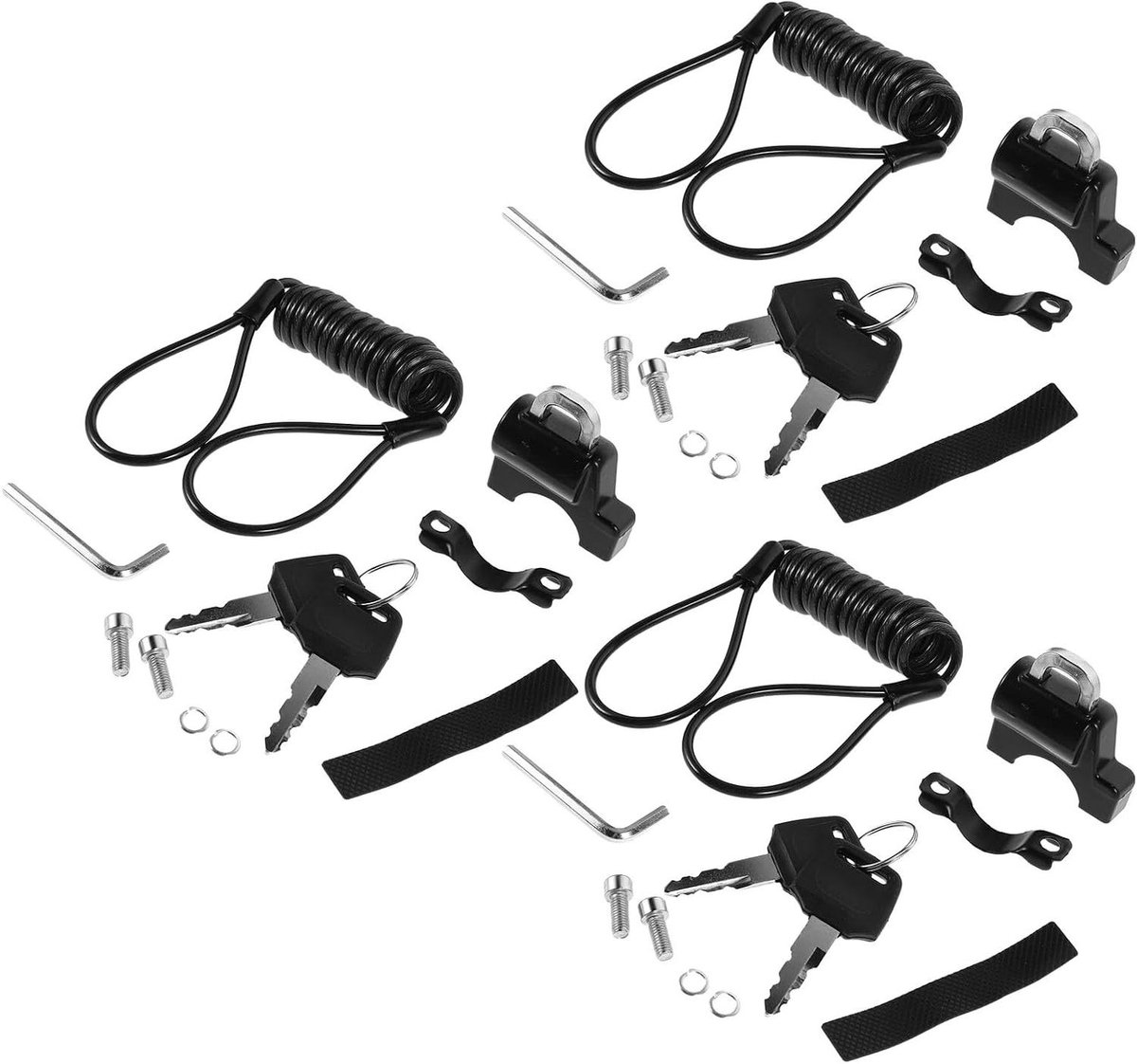 Helmslot Sets - Motorhelm Beveiliging - Helm Opbergen - Snelontgrendelingsmechanisme - 3 Sets - Zwart