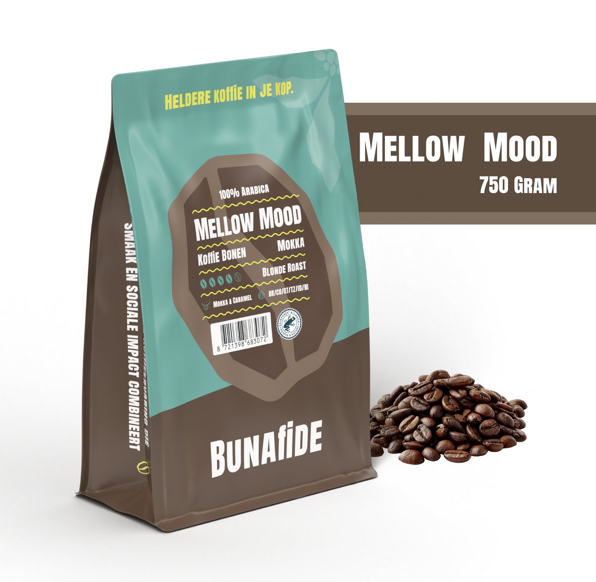 Bunafide - Mellow Mood - Blonde Roast - Mokka - 100% Arabica - Koffiebonen - 750 gram