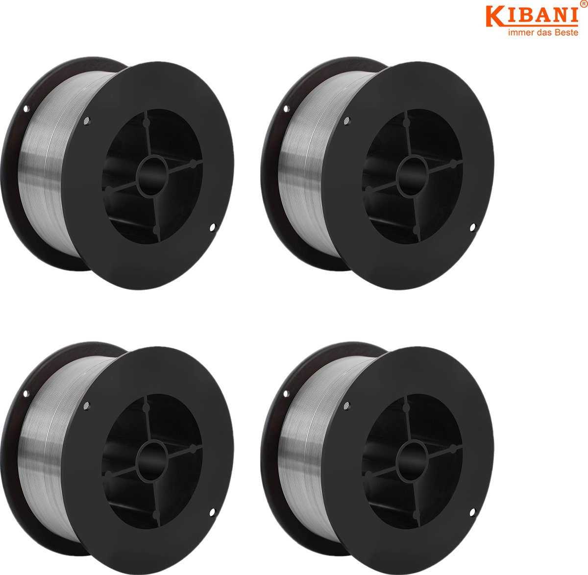 Kibani Rol Lasdraad voor Lasapparaat per 4 - Flux Lasdraad - 0,8 mm - Voor Gasloos Lassen - Set van Tien - Universeel - Voor MIG/MAG/TIG Lassers