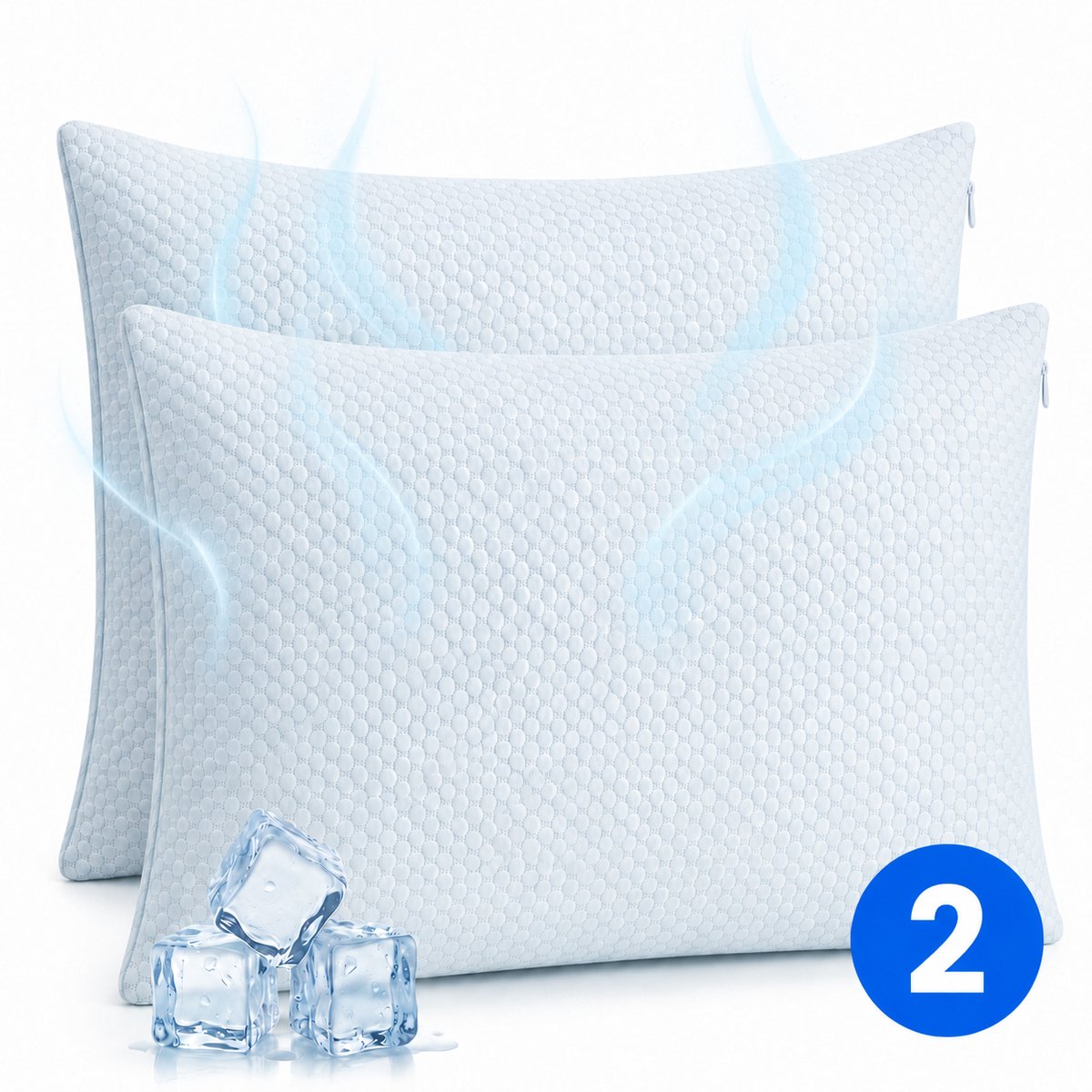 Verkoelend Kussensloop 2 Stuks - Temperatuur Regulerend Koel Kussensloop - 50 × 70 cm - Verkoelend Kussenhoes - Cooling Pillowcase - Cool Pillow - Kussensloop voor Zomer - Verkoelend Kussen - Koelkussen voor Mens - Wit - Silvergear