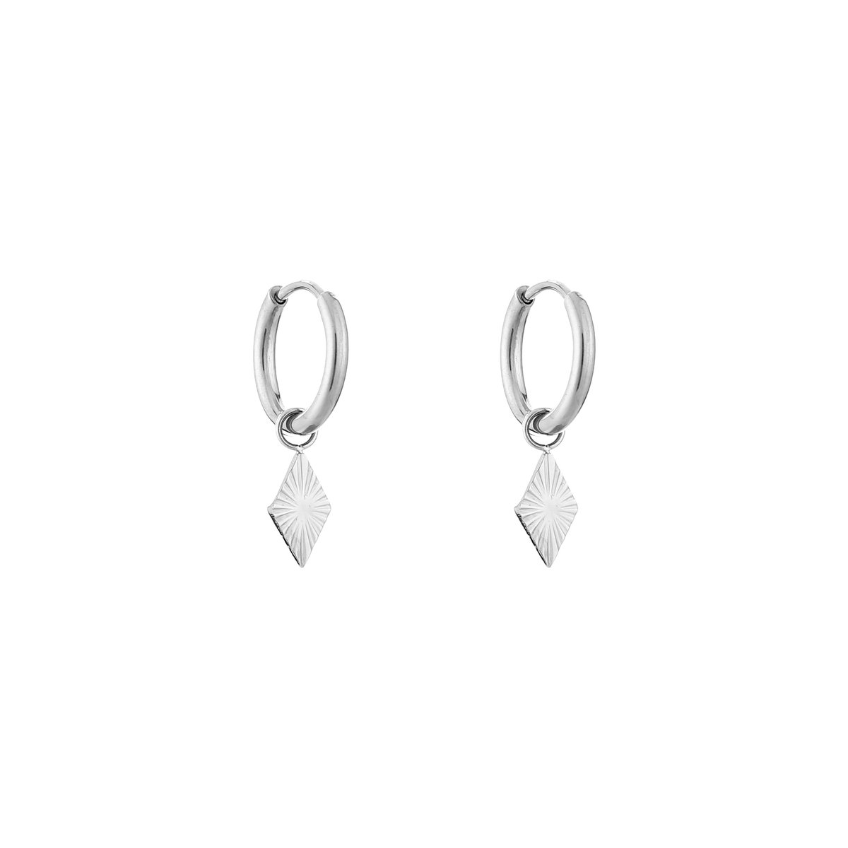 Minimalistische oorbellen ruitje - Stainless steel - Zilveren oorbellen - Oorhangers - Dames oorbellen - Oorbellen ruitje - Yehwang - 2,60 x 0,50 cm - Kerst sieraden - Kerst cadeau - Sinterklaas - Moederdag - Valentijn - Cadeau voor dames